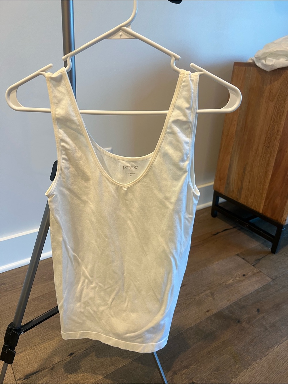 Women’s J. Crew Factory White Ribbed Scoop Neck Tank-Size M